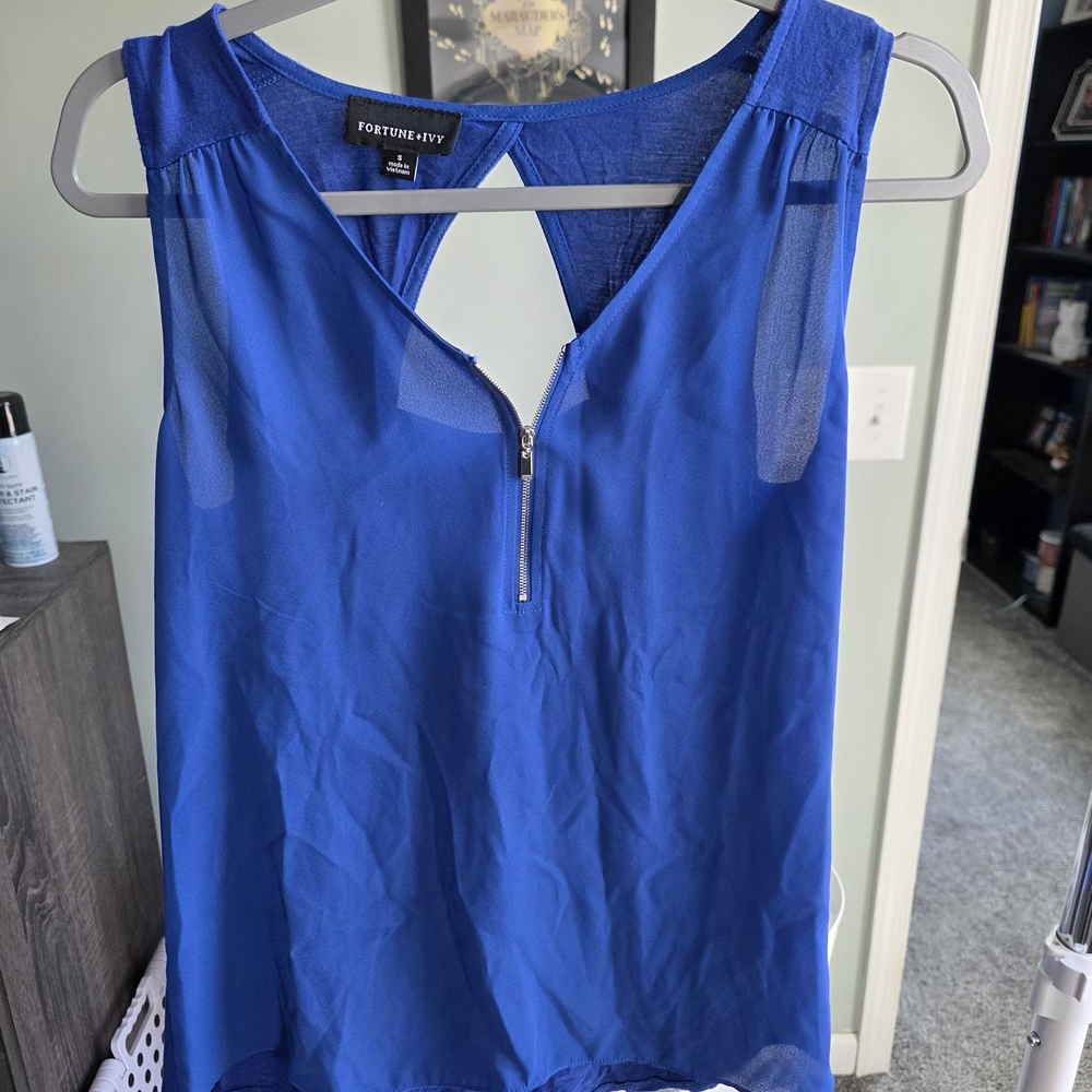 Fortune + Ivy Royal Blue Sleeveless Blouse